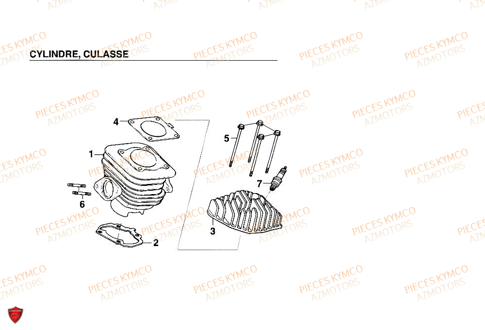 Cylindre KYMCO Pieces SUPER 9 MMC AC 50cc 2T EURO II (SF10DN)