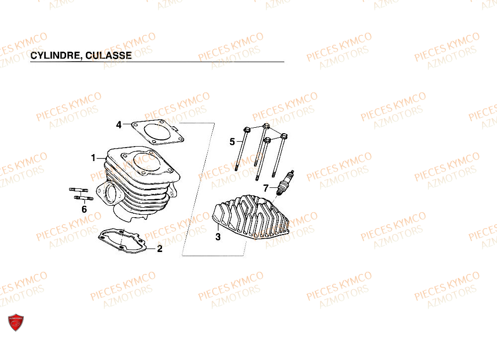 CYLINDRE KYMCO Pièces Scooter SUPER 9 MMC AC 50cc 2T EURO II