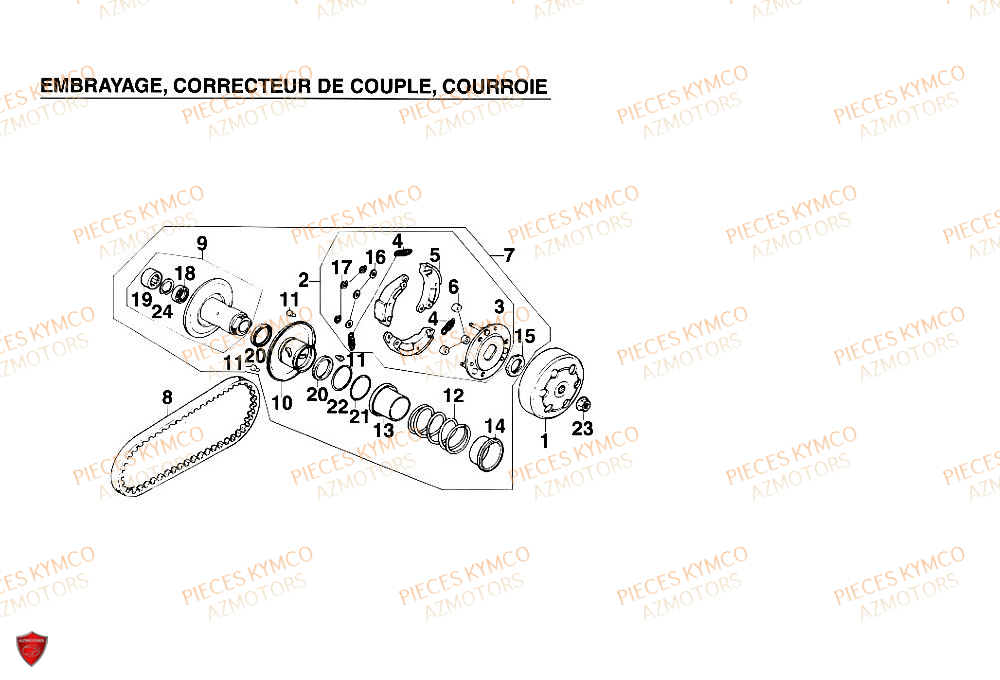 Embrayage KYMCO Pieces SUPER 9 MMC AC 50cc 2T EURO II (SF10DN)