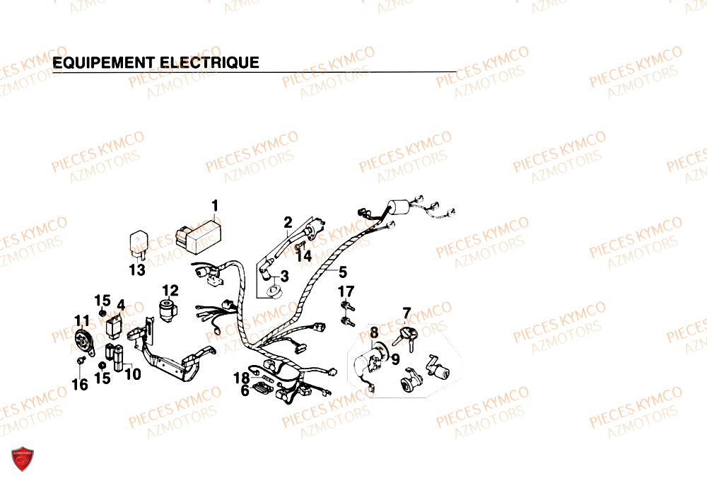 EQUIPEMENT_ELECTRIQUE KYMCO Pièces Scooter SUPER 9 MMC AC 50cc 2T EURO II