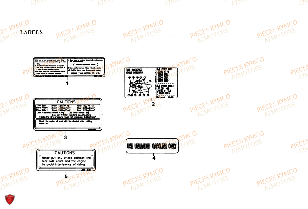 Labels KYMCO Pieces SUPER 9 MMC AC 50cc 2T EURO II (SF10DN)