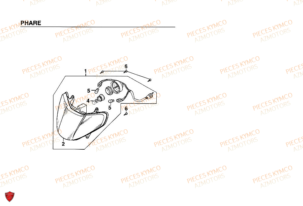 Phare KYMCO Pieces SUPER 9 MMC AC 50cc 2T EURO II (SF10DN)