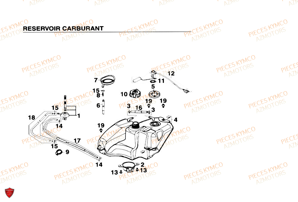 RESERVOIR KYMCO Pièces Scooter SUPER 9 MMC AC 50cc 2T EURO II