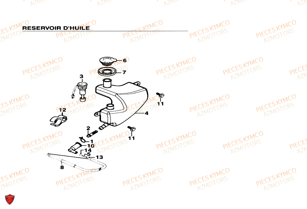 Reservoir D Huile KYMCO Pieces SUPER 9 MMC AC 50cc 2T EURO II (SF10DN)