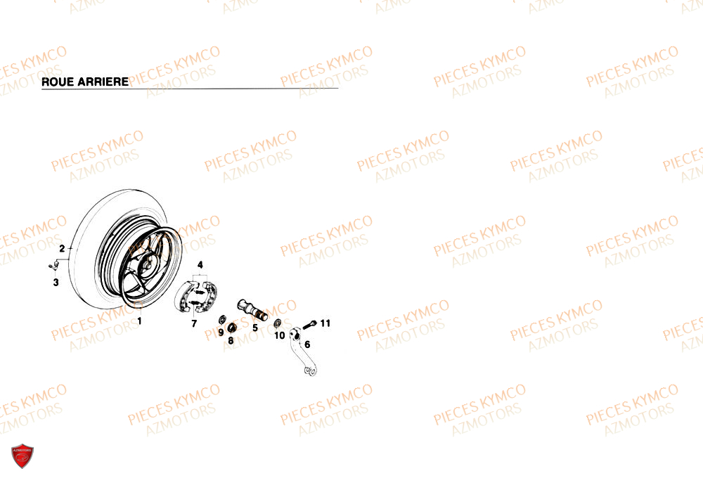 Roue Arriere KYMCO Pieces SUPER 9 MMC AC 50cc 2T EURO II (SF10DN)
