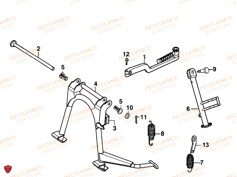 Bequilles KYMCO Pieces SUPER 9 AC 50cc 2T EURO II SPORT (SF10DS)