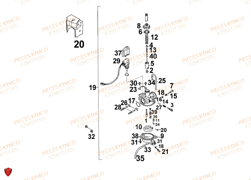 Carburateur KYMCO Pieces SUPER 9 AC 50cc 2T EURO II SPORT (SF10DS)