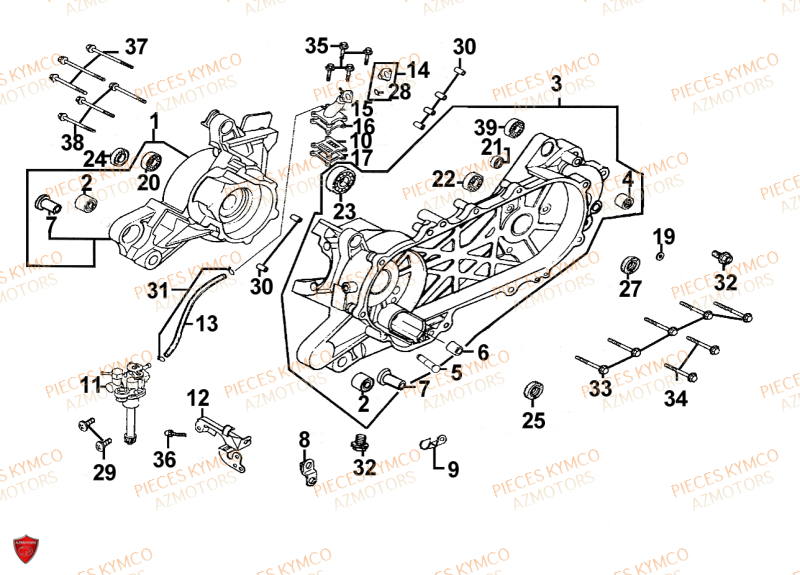 Carter Moteur KYMCO Pieces SUPER 9 AC 50cc 2T EURO II SPORT (SF10DS)