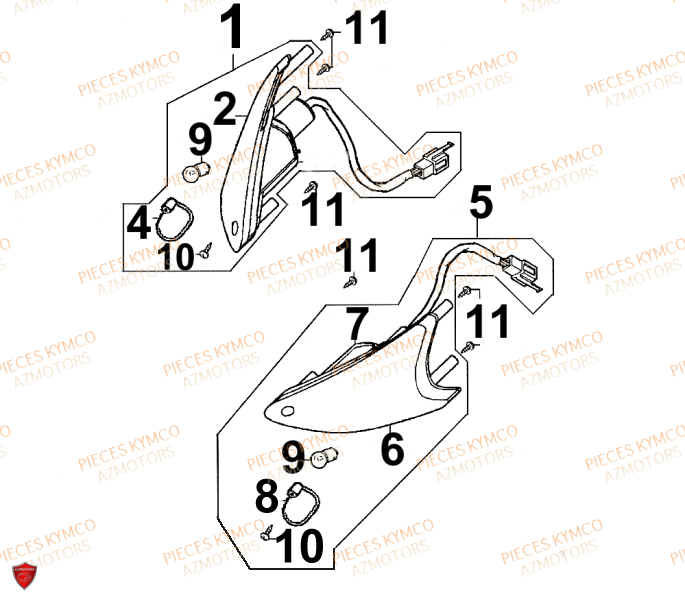 Clignotant KYMCO Pieces SUPER 9 AC 50cc 2T EURO II SPORT (SF10DS)
