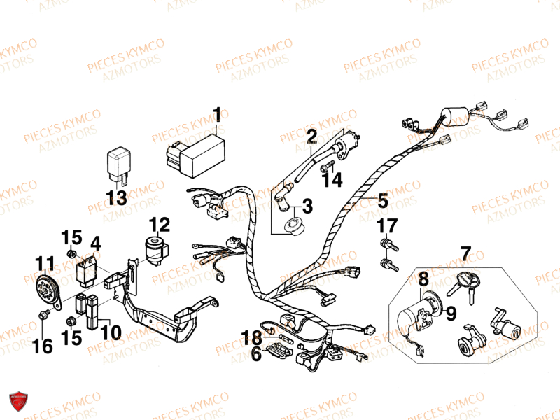 Equipement Electrique KYMCO Pieces SUPER 9 AC 50cc 2T EURO II SPORT (SF10DS)