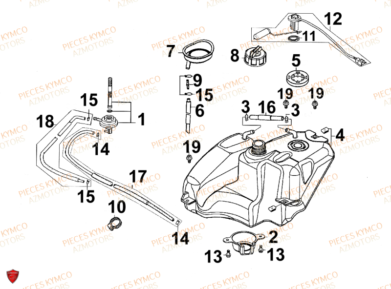 Reservoir KYMCO Pieces SUPER 9 AC 50cc 2T EURO II SPORT (SF10DS)