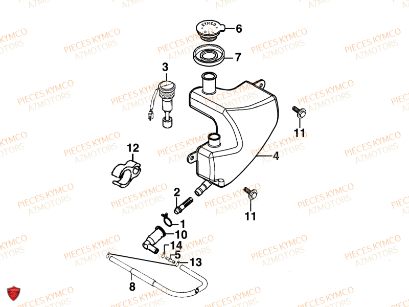 Reservoir D Huile KYMCO Pieces SUPER 9 AC 50cc 2T EURO II SPORT (SF10DS)