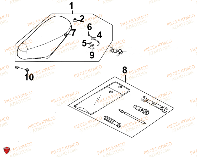 Selle KYMCO Pieces SUPER 9 AC 50cc 2T EURO II SPORT (SF10DS)