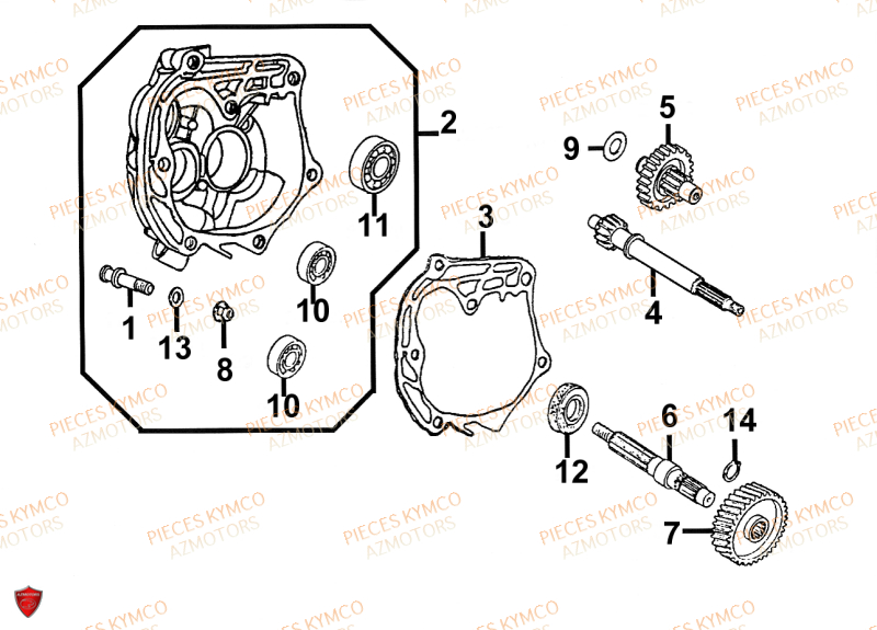 Transmission KYMCO Pieces SUPER 9 AC 50cc 2T EURO II SPORT (SF10DS)