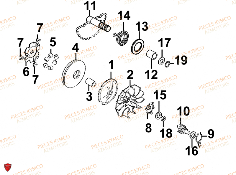 Variateur KYMCO Pieces SUPER 9 AC 50cc 2T EURO II SPORT (SF10DS)