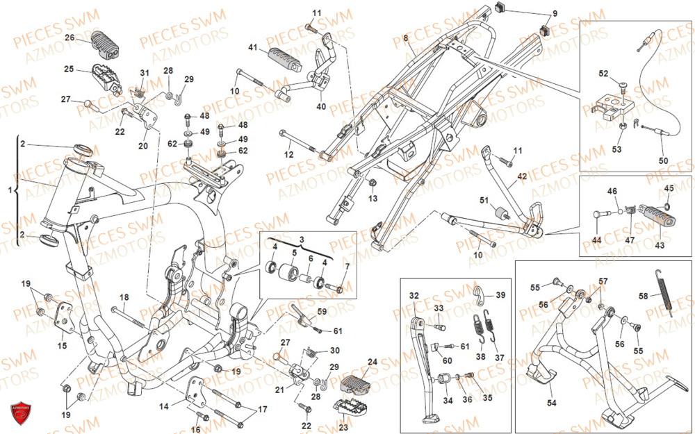 Chassis SWM Pieces SWM Origine SUPER DUAL 600 2017
