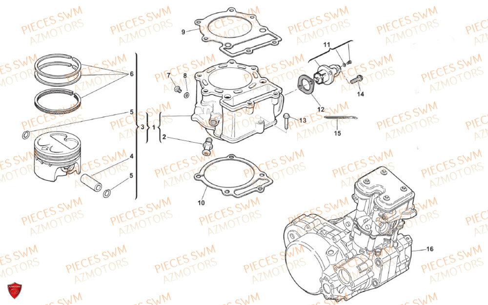 Cylindre SWM Pieces SWM Origine SUPER DUAL 650 EURO5 2024