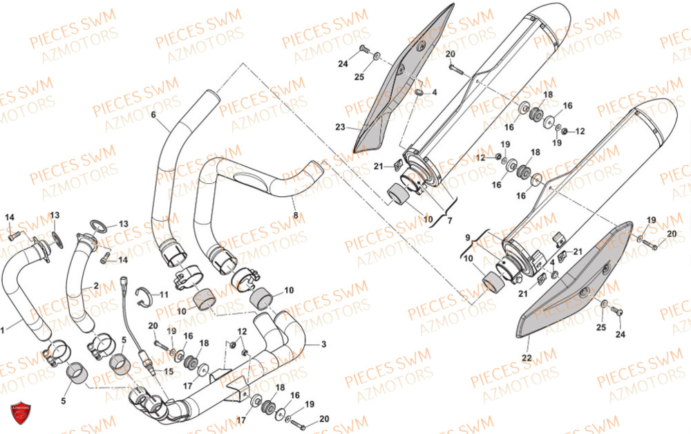 Echappement SWM Pieces SWM Origine SUPER DUAL 650 EURO5 2024