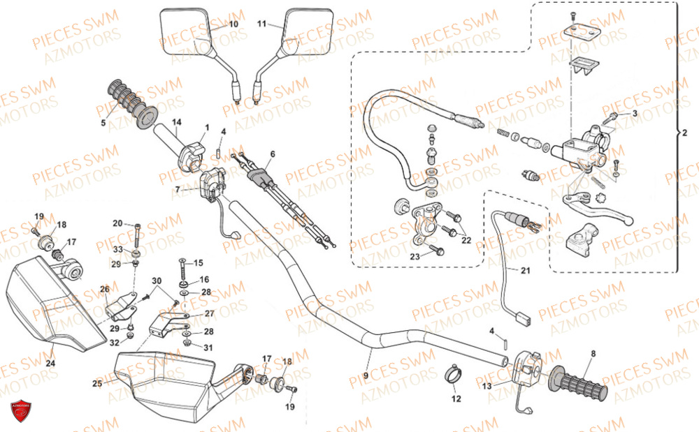 Guidon SWM Pieces SWM Origine SUPER DUAL 650 EURO5 2024