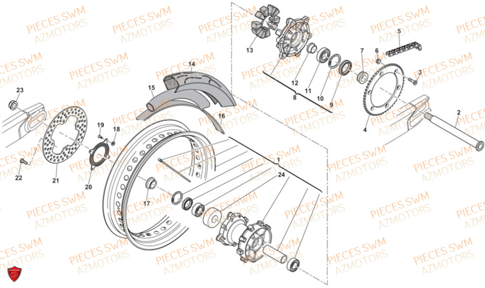 Roue Arriere SWM Pieces SWM Origine SUPER DUAL 650 EURO5 2024
