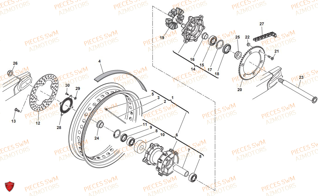 Roue Arriere Modele T SWM Pieces SWM Origine SUPER DUAL 650 2017