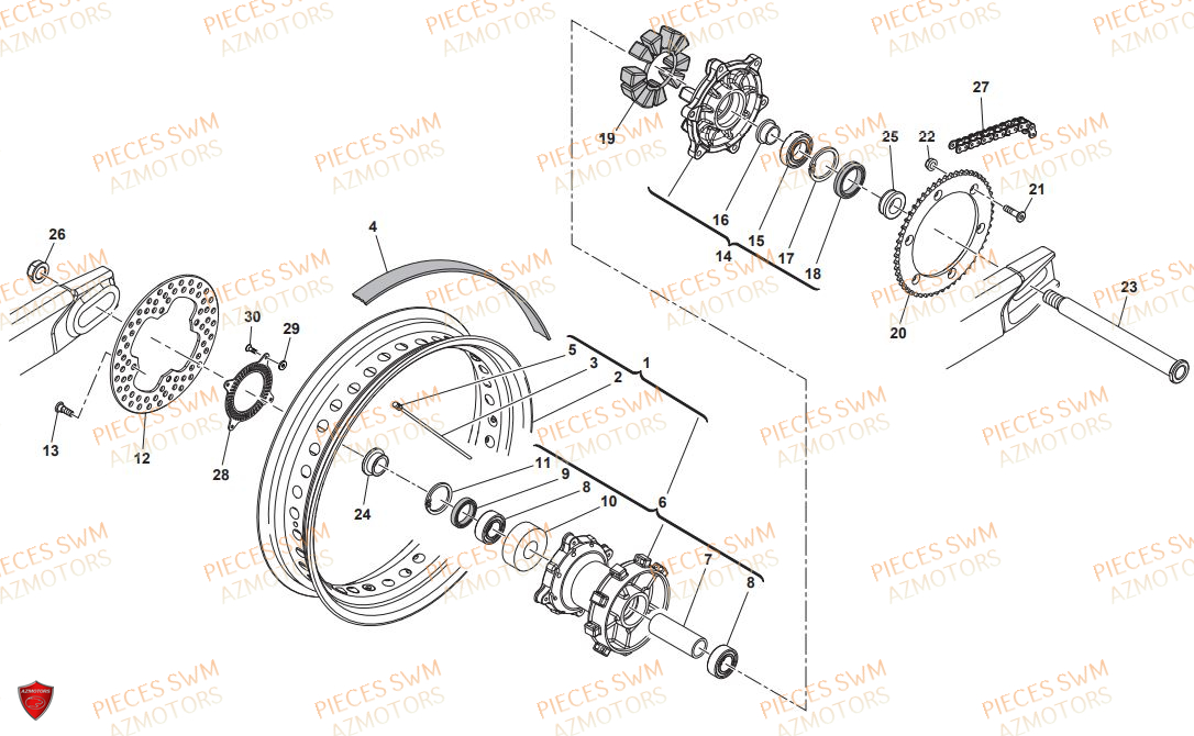 ROUE ARRIERE MODELE X SWM SUPERDUAL 650 2017