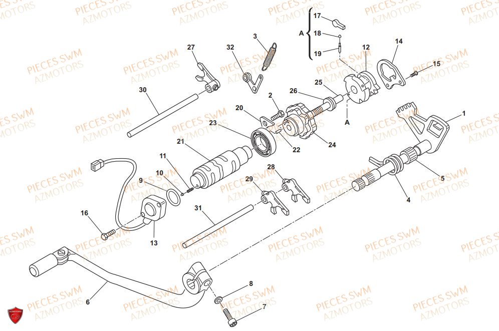 SELECTEUR_DE_VITESSES SWM Pieces SWM Origine SUPER DUAL 650 2017