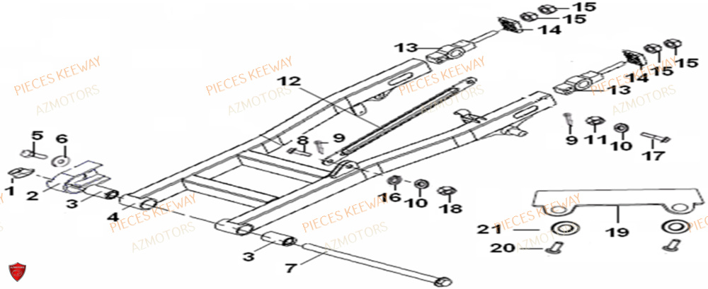 Bras Oscillant AZMOTORS PIECES ORIGINE KEEWAY SUPERLIGHT 125 E2 (2008-2006)