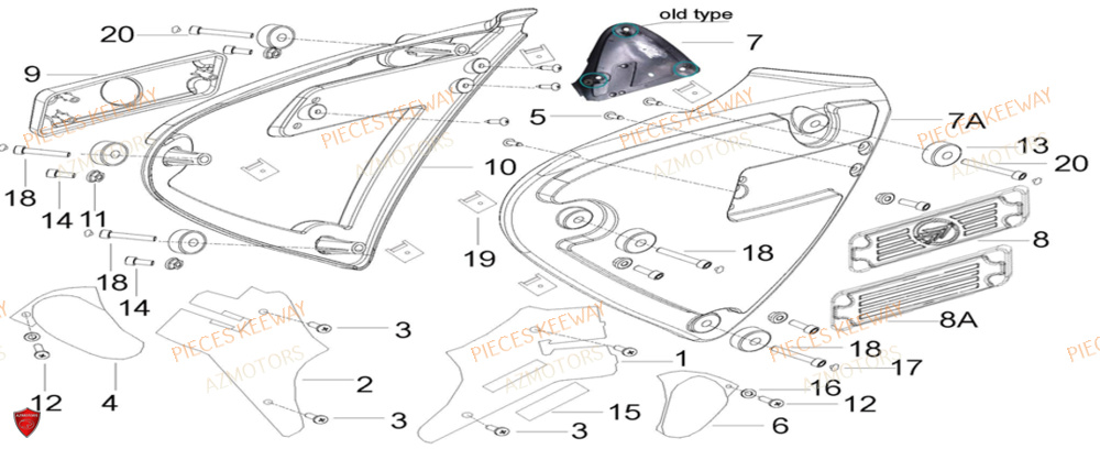 Cache Lateral No Serie A Partir Lbbk23102bb736698 AZMOTORS PIECES ORIGINE KEEWAY SUPERLIGHT 125 E2 (2008-2006)