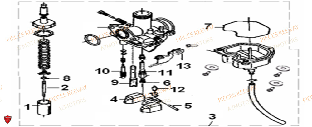 Carburateur AZMOTORS PIECES ORIGINE KEEWAY SUPERLIGHT 125 E2 (2008-2006)