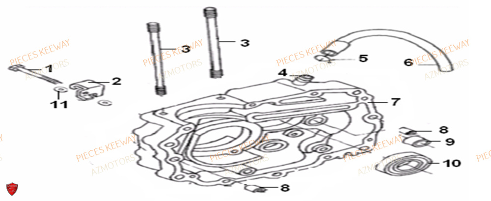 Carter Droit AZMOTORS PIECES ORIGINE KEEWAY SUPERLIGHT 125 E2 (2008-2006)