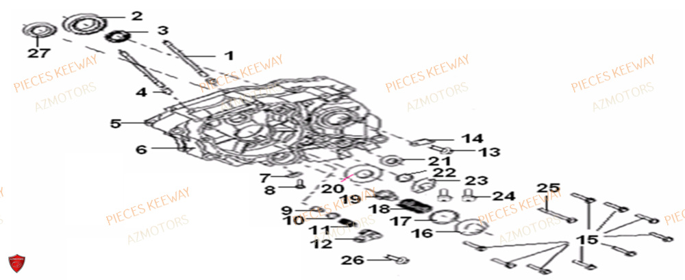 Carter Gauche AZMOTORS PIECES ORIGINE KEEWAY SUPERLIGHT 125 E2 (2008-2006)