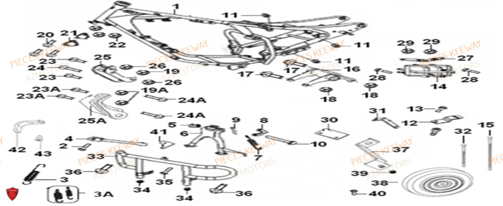 Chassis AZMOTORS PIECES ORIGINE KEEWAY SUPERLIGHT 125 E2 (2008-2006)