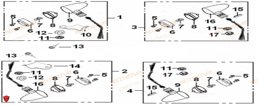 Clignotants AZMOTORS PIECES ORIGINE KEEWAY SUPERLIGHT 125 E2 (2008-2006)