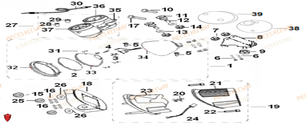 Compteur AZMOTORS PIECES ORIGINE KEEWAY SUPERLIGHT 125 E2 (2008-2006)