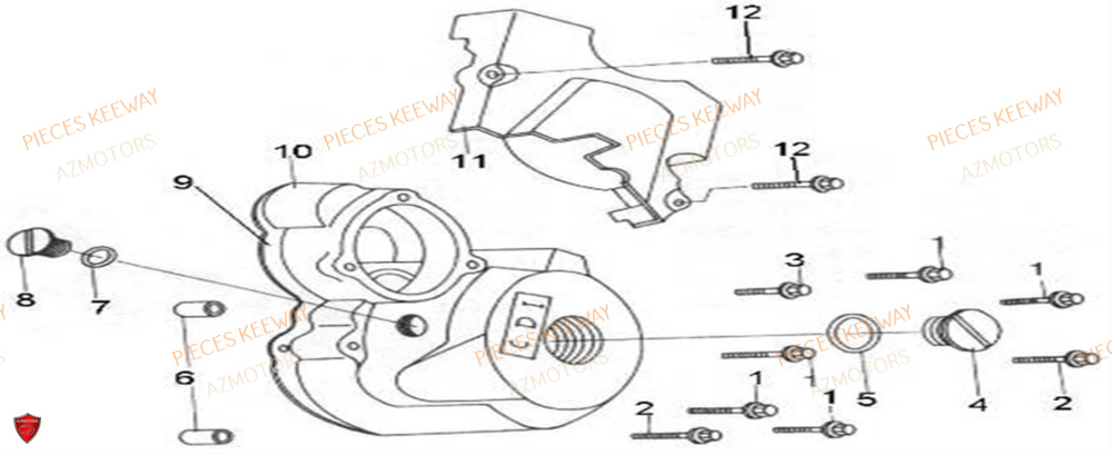 Couvre Carter Gauche AZMOTORS PIECES ORIGINE KEEWAY SUPERLIGHT 125 E2 (2008-2006)