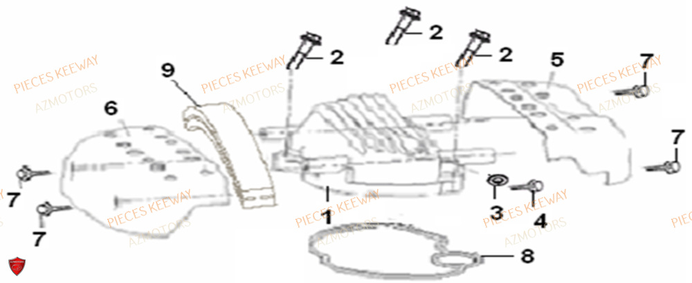 Couvre Cylindre AZMOTORS PIECES ORIGINE KEEWAY SUPERLIGHT 125 E2 (2008-2006)