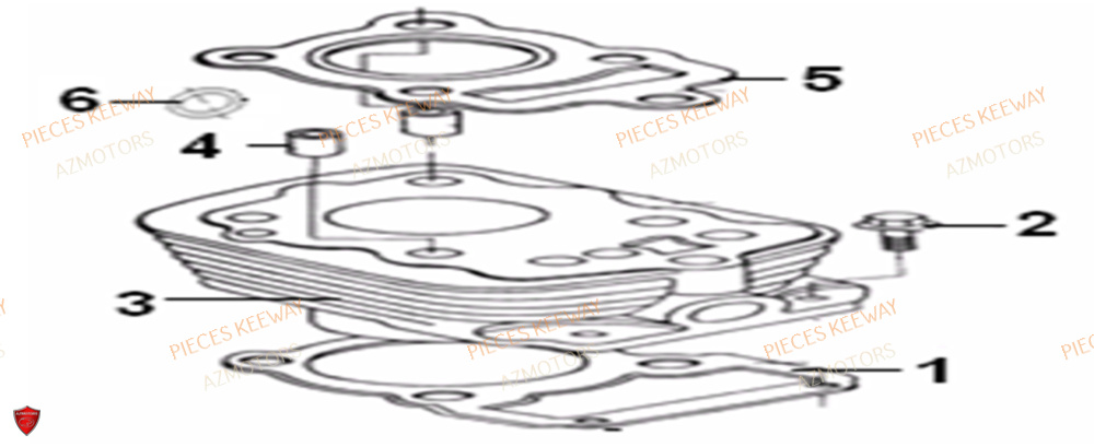 Cylindre AZMOTORS PIECES ORIGINE KEEWAY SUPERLIGHT 125 E2 (2008-2006)