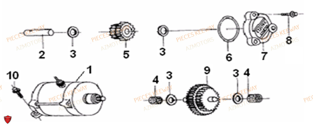 Demarreur AZMOTORS PIECES ORIGINE KEEWAY SUPERLIGHT 125 E2 (2008-2006)