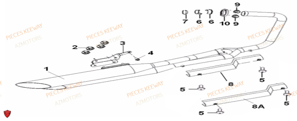 Echappement AZMOTORS PIECES ORIGINE KEEWAY SUPERLIGHT 125 E2 (2008-2006)