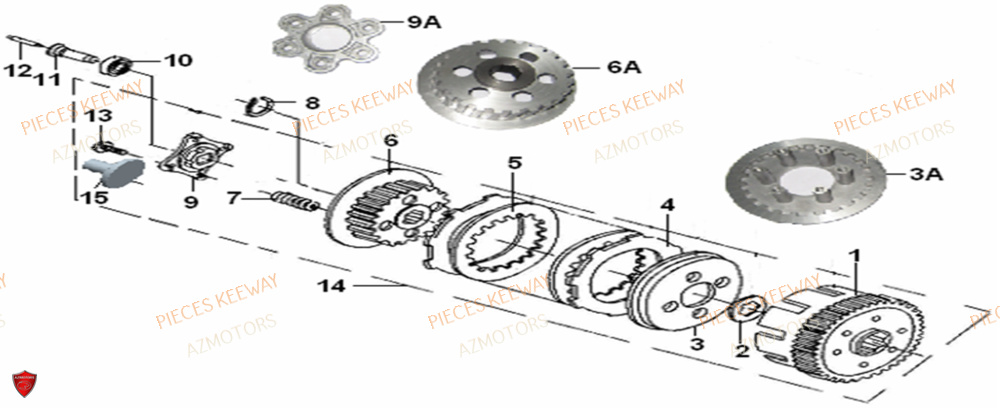 Embrayage AZMOTORS PIECES ORIGINE KEEWAY SUPERLIGHT 125 E2 (2008-2006)