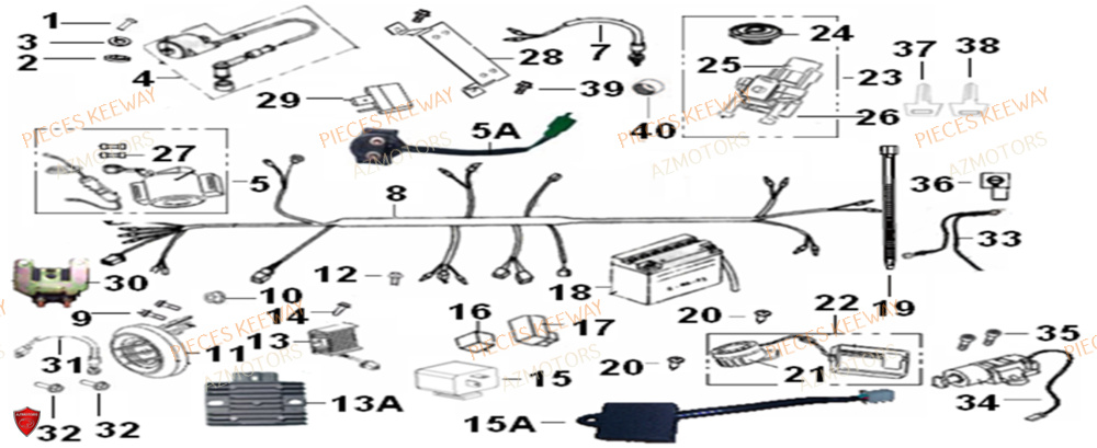 Equipement Electrique AZMOTORS PIECES ORIGINE KEEWAY SUPERLIGHT 125 E2 (2008-2006)