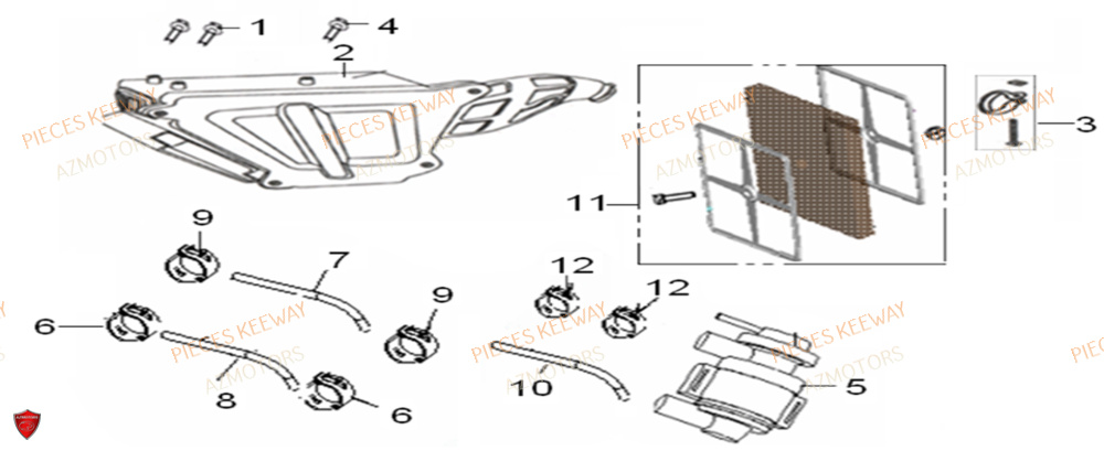 Filtre A Air AZMOTORS PIECES ORIGINE KEEWAY SUPERLIGHT 125 E2 (2008-2006)