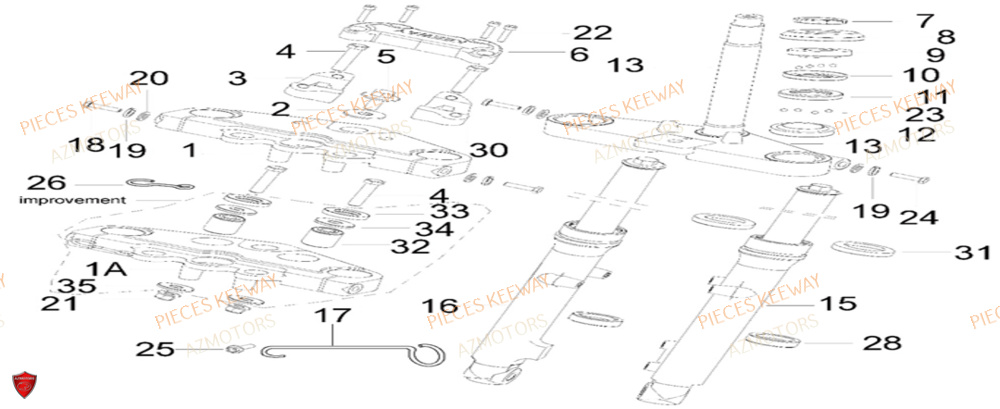 Fourche AZMOTORS PIECES ORIGINE KEEWAY SUPERLIGHT 125 E2 (2008-2006)