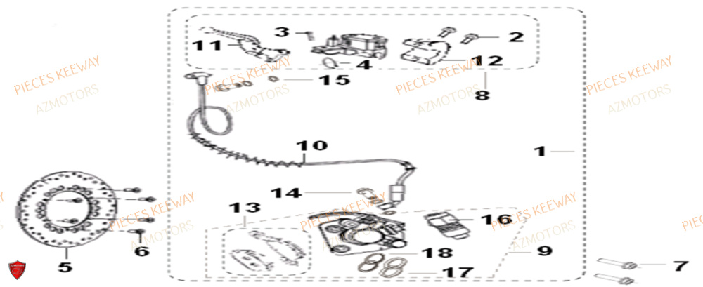Frein Avant AZMOTORS PIECES ORIGINE KEEWAY SUPERLIGHT 125 E2 (2008-2006)