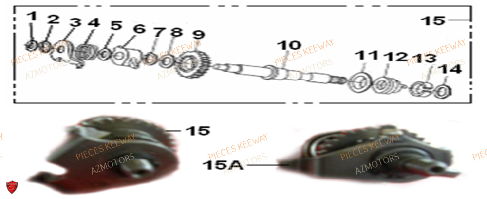 Kick Starter AZMOTORS PIECES ORIGINE KEEWAY SUPERLIGHT 125 E2 (2008-2006)
