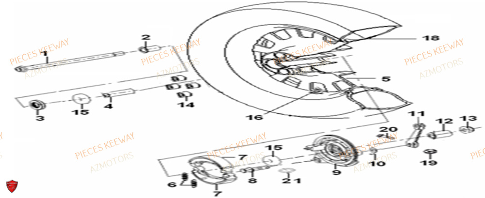 Roue Arriere AZMOTORS PIECES ORIGINE KEEWAY SUPERLIGHT 125 E2 (2008-2006)