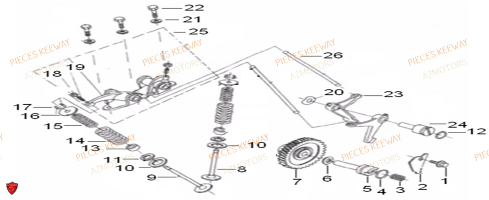 Soupapes AZMOTORS PIECES ORIGINE KEEWAY SUPERLIGHT 125 E2 (2008-2006)