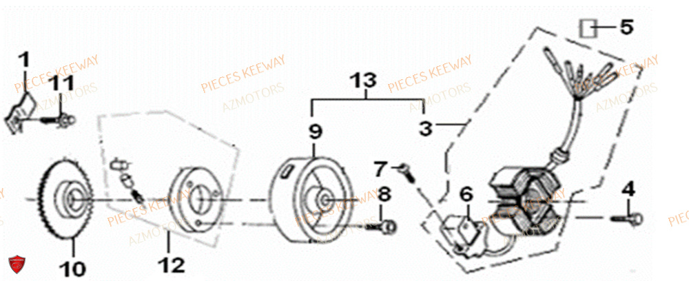 Stator AZMOTORS PIECES ORIGINE KEEWAY SUPERLIGHT 125 E2 (2008-2006)