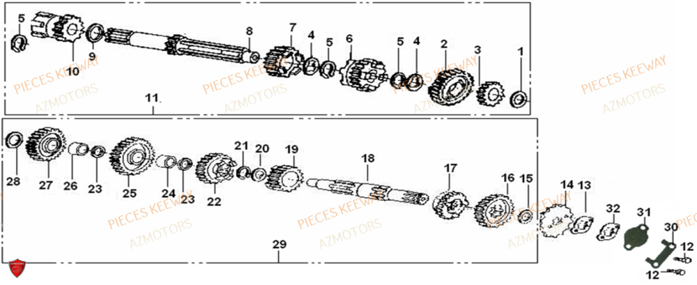 Transmission AZMOTORS PIECES ORIGINE KEEWAY SUPERLIGHT 125 E2 (2008-2006)